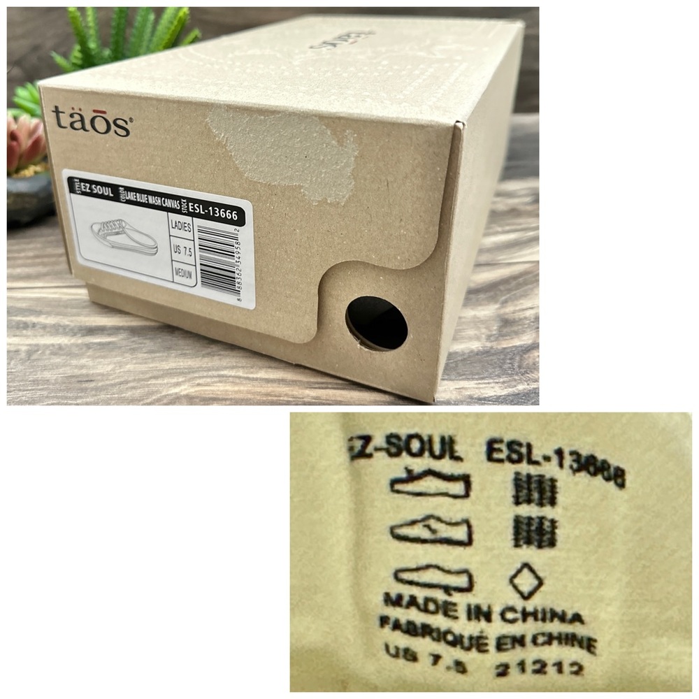 ❌SOLD OUT❌NIB Taos Footwear EZ Soul Mule Sneaker Lake Blue Wash Canvas 7.5M - Picture 11 of 12